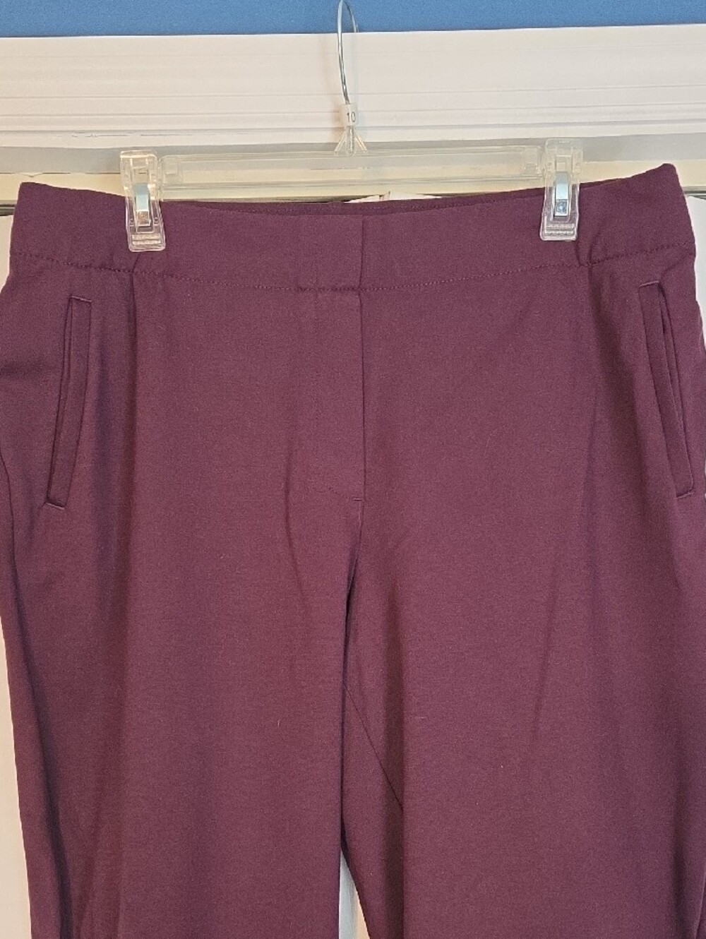 Women’s Slim Ponte Pants in Deep Berry - Picture 2 of 6